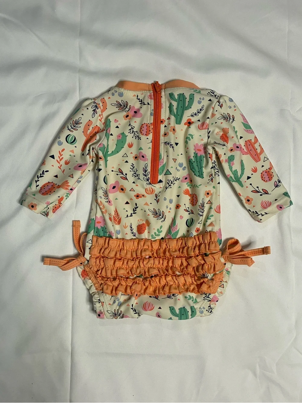 RuffleButts Baby Girl Cactus Floral Rash Guard Swimsuit 0-3M
